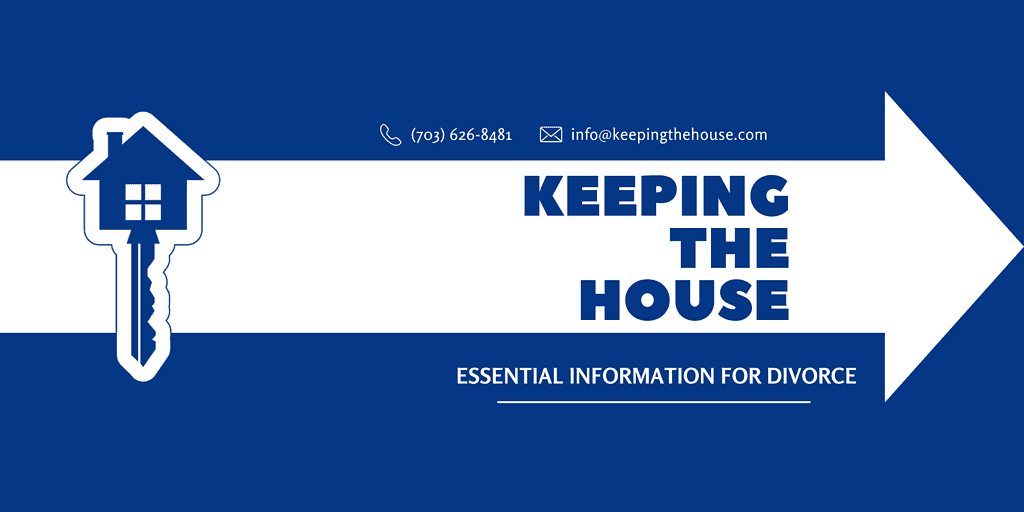 White arrow with blue background saying Keeping the House